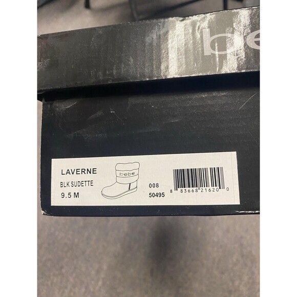 Bebe Black/Grey Boots Faux Fur Size 9.5 - Picture 12 of 13